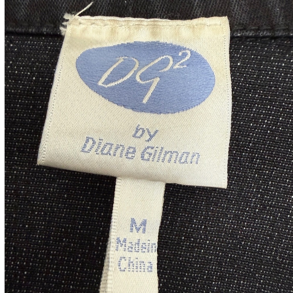 Vintage Diane Gilman DG2 Black‎ M Denim Embroidered Jean Jacket Western Aztec - Picture 2 of 16
